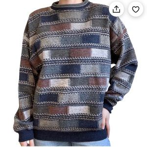 Vintage Cortina Italia Wool Blend Geometric Crewneck Unisex Sweater-Size XL